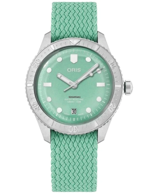 Oris Oris Divers Sixty-Five Cotton Candy Automatic Green Dial Fabric Strap Unisex Watch 01 733 7771 4057-07 3 19 03S 1
