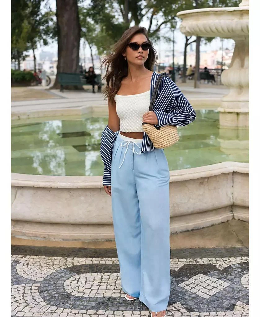 French Connection Women's Birdie Front-Pleat Wide-Leg Pants 6