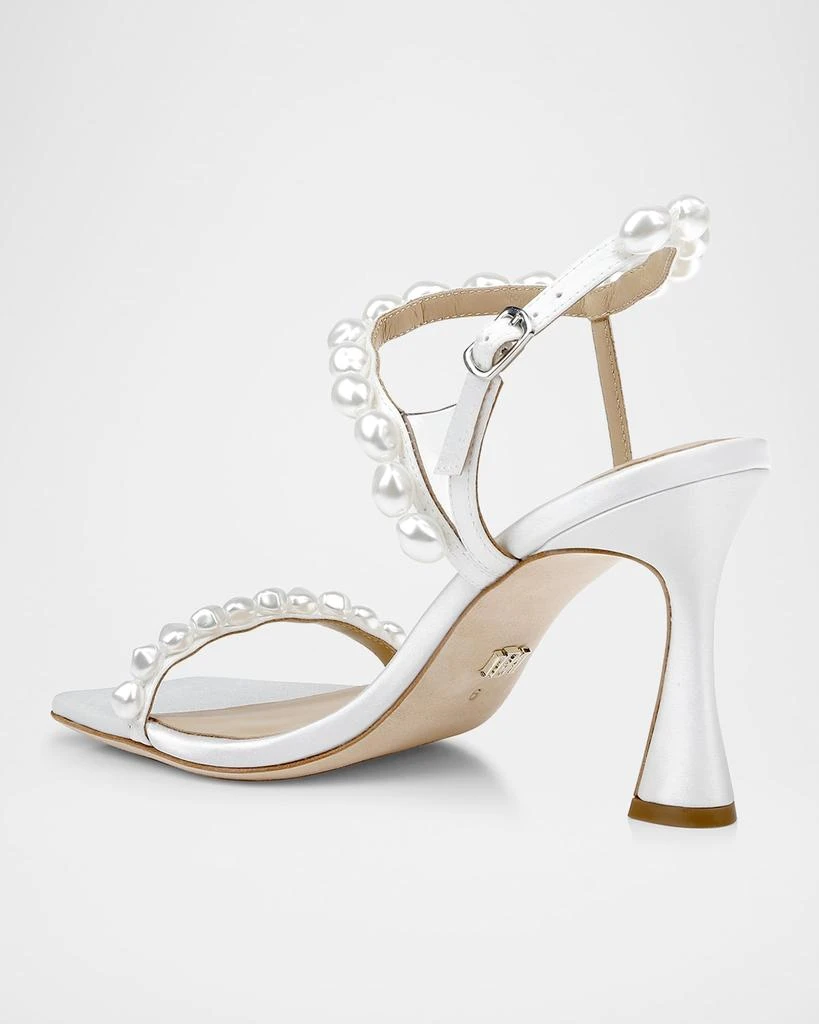 Badgley Mischka Demi Pearly Ankle-Strap Satin Sandals 3