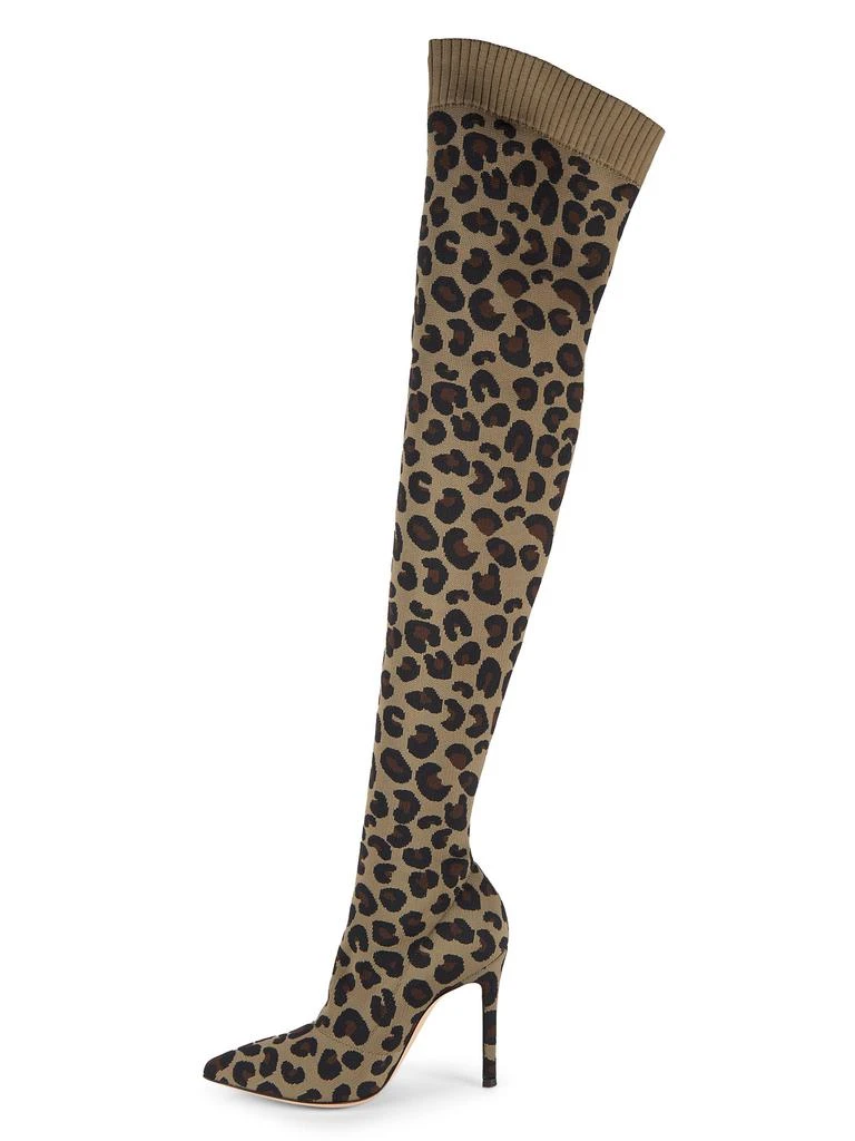Gianvito Rossi 100MM Leopard-Print Textile Over-The-Knee Boots 4