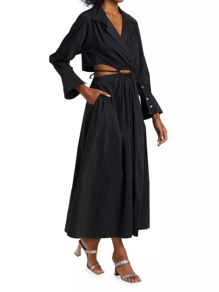 Jonathan Simkhai Alex Pleated Poplin Cut-Out Maxi Shirtdress 4