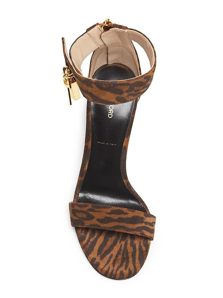 Tom Ford Ocelot Print Suede 105MM Padlock Sandals 4