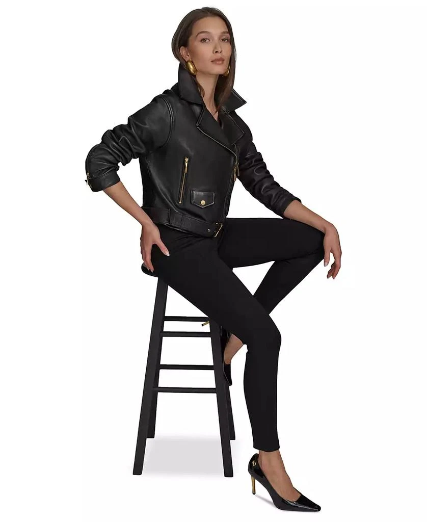 Donna Karan Women's Asymmetric Leather Moto Jacket 3