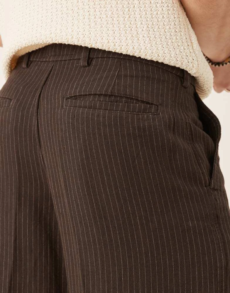 Abercrombie & Fitch Abercrombie & Fitch baggy pinstripe trouser in brown 4