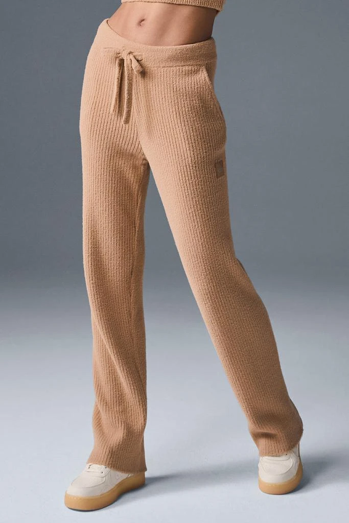 Alo Snuggle Up Sweater High-Waist Wide Leg Pant - Toasted Almond 1