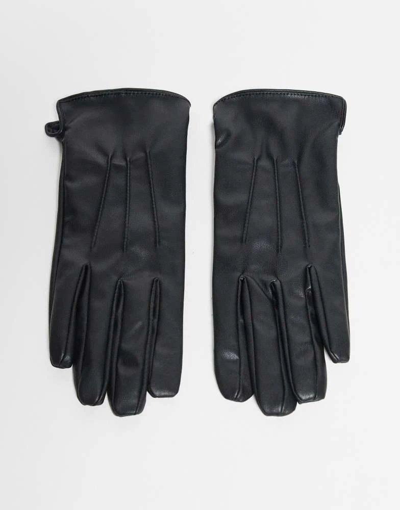 Pieces Pieces leather look gloves in black 1