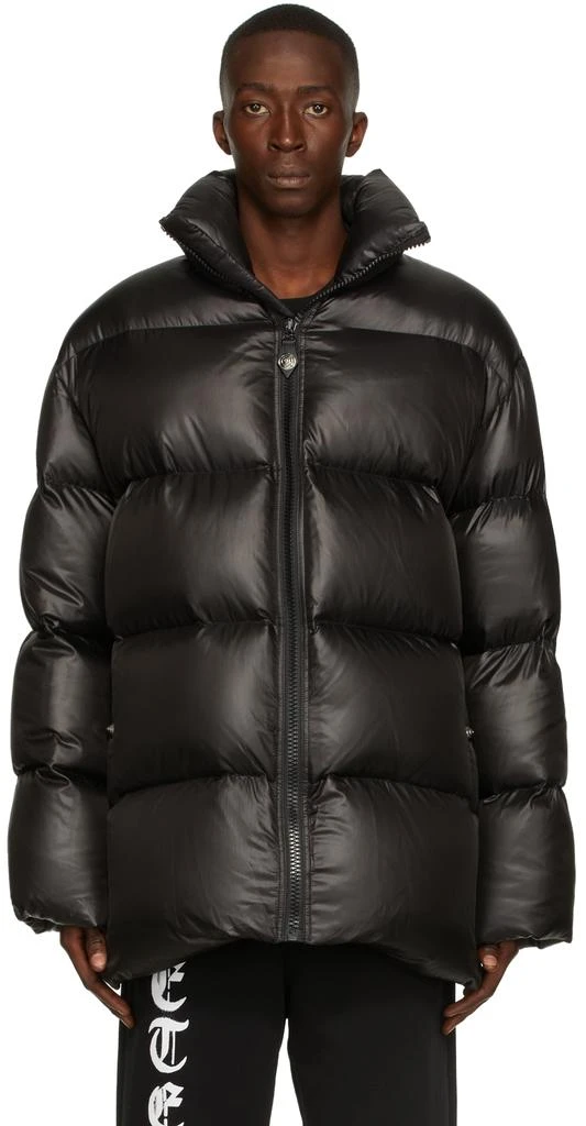 We11done Black Down Satin Oversized Jacket 1