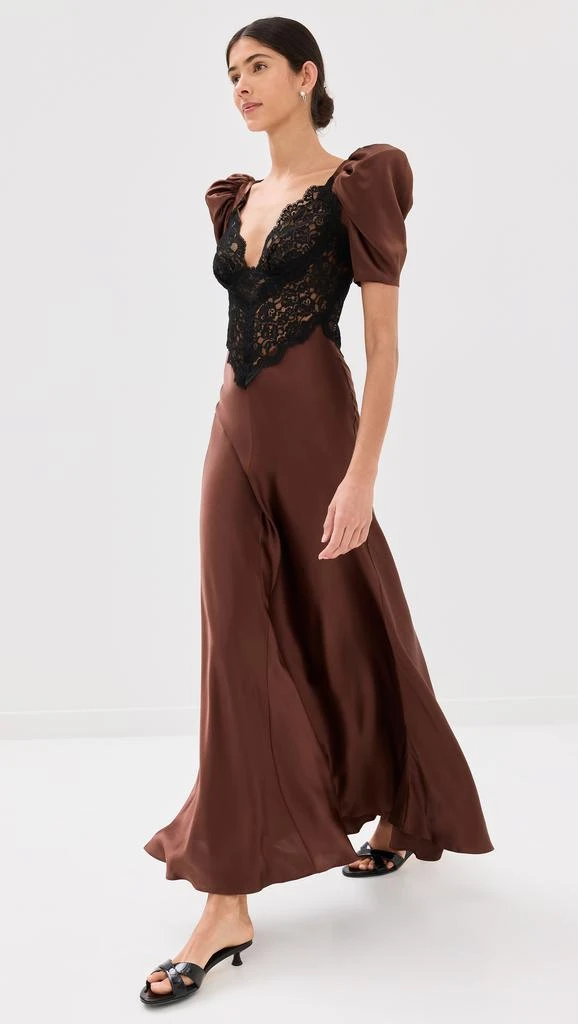 Rodarte Silk Satin Short Sleeve Dress with Lace Details 4