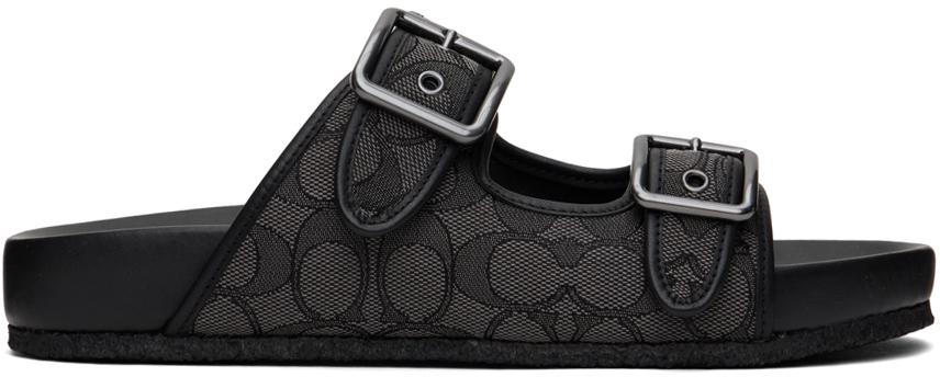 Coach 1941 Black Buckle Strap Sandals