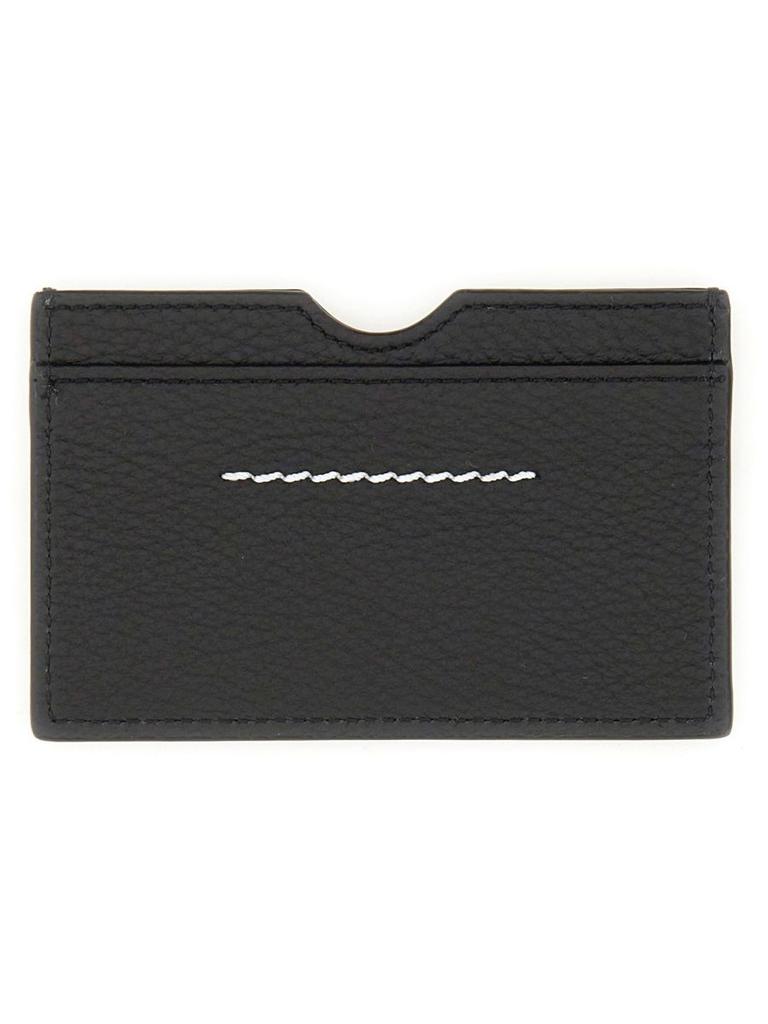【MM6】LOGO CARD HOLDER XS54UI0129P4812T7300 MM6 Maison Margiela Black faux leather card holder