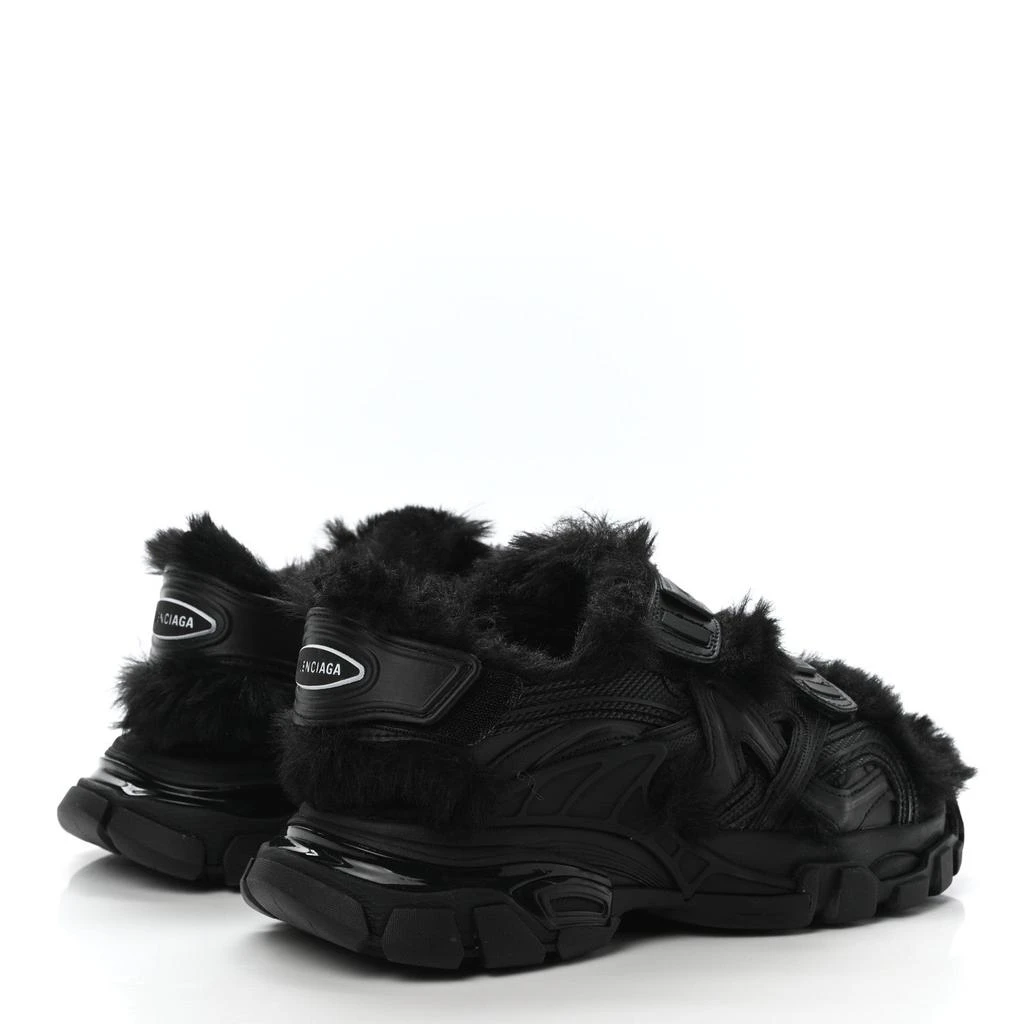 Balenciaga Faux Fur Rubber Mesh Track Sandals 'black' 2