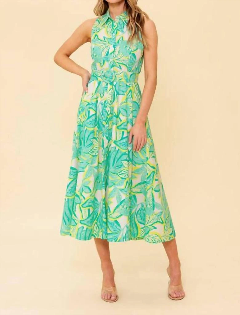 green emerald velvet dress Summer Milk Woven Maxi Dress L Flying Tomato Forest Green / L main image 1