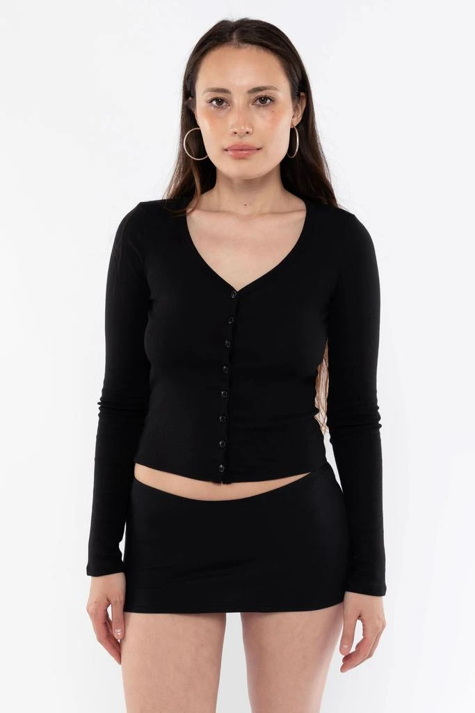Los Angeles Apparel FR0114 - Flex Rib V Neck Button Up Top 1