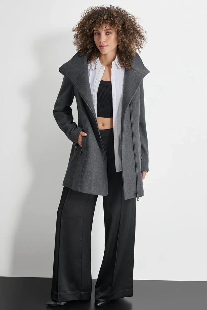 DKNY WOOL COAT WITH ZIPPER DETAIL 3