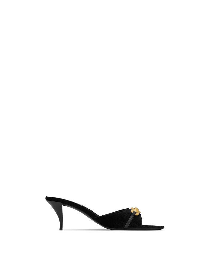 Saint Laurent Le Maillon Mule Sandals in Cassandre-Embossed Velvet