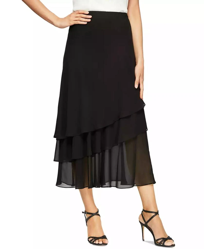 Alex Evenings Skirt, Tiered Chiffon Midi 1