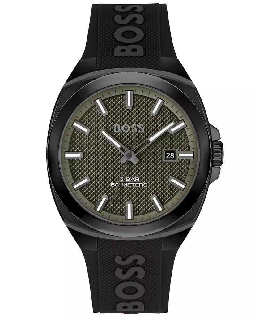 Hugo Boss Men's Walker Quartz Basic Calendar Black Silicone Watch 41mm 1