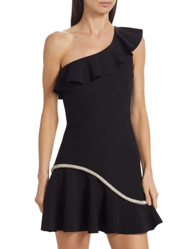 Amanda Uprichard Elsa Crystal-Embellished One-Shoulder Minidress 3