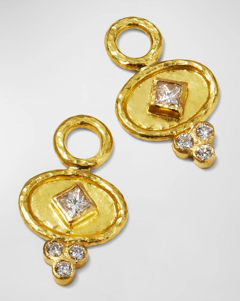 Elizabeth Locke 19K Gold Oval Diamond Earring Pendants 4