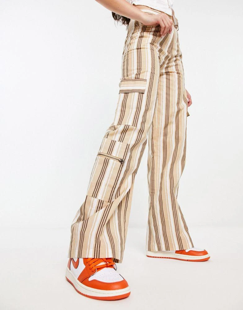 Daisy Street Daisy Street linen stripey Y2K cargo trousers 2