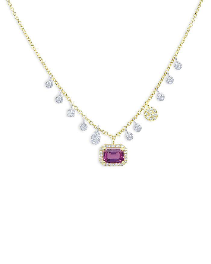 Meira T 14K Yellow Gold Diamond & Pink Sapphire Necklace, 18"