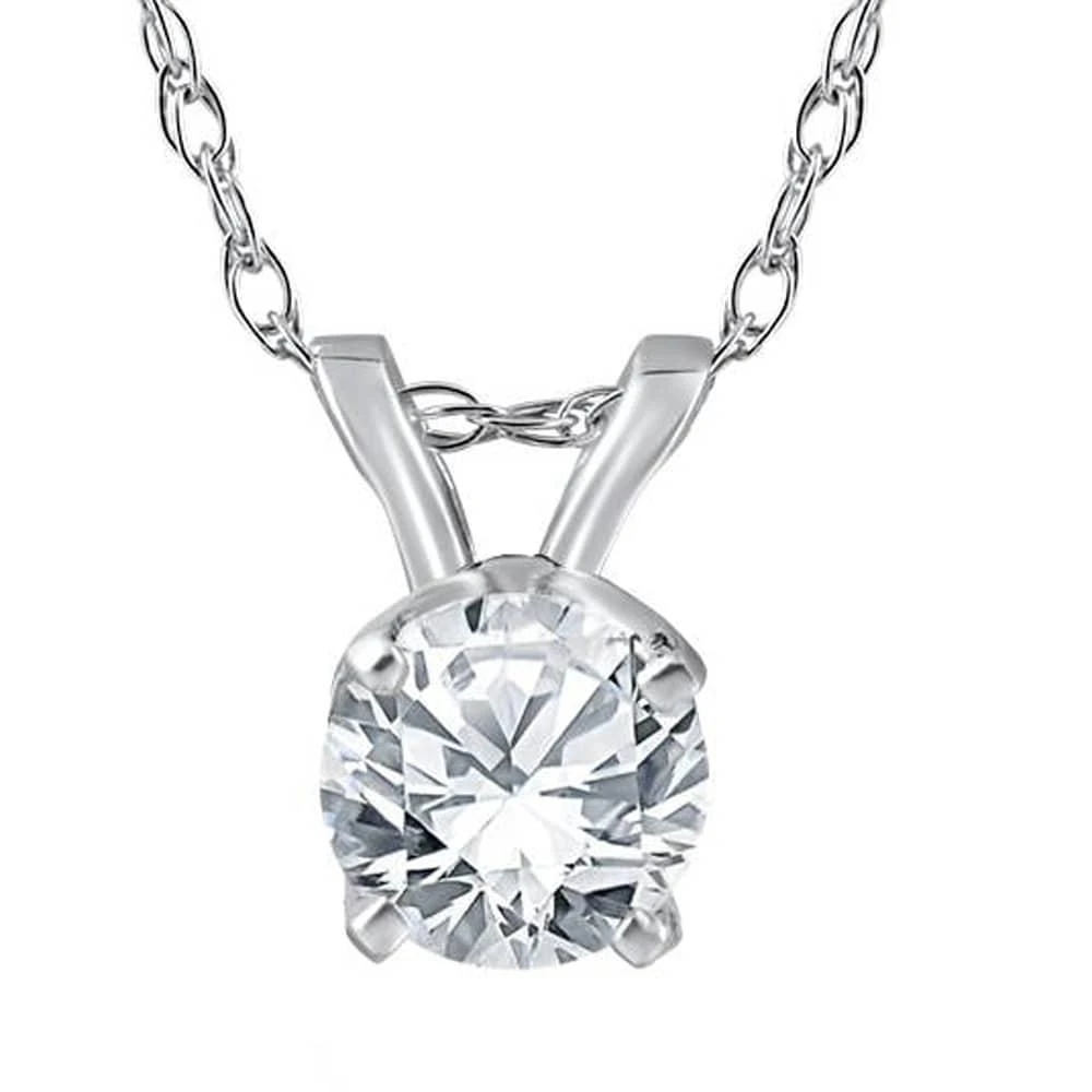 Pompeii3 3/8 Ct Solitaire Natural Diamond Pendant Necklace 18" 14K White Gold