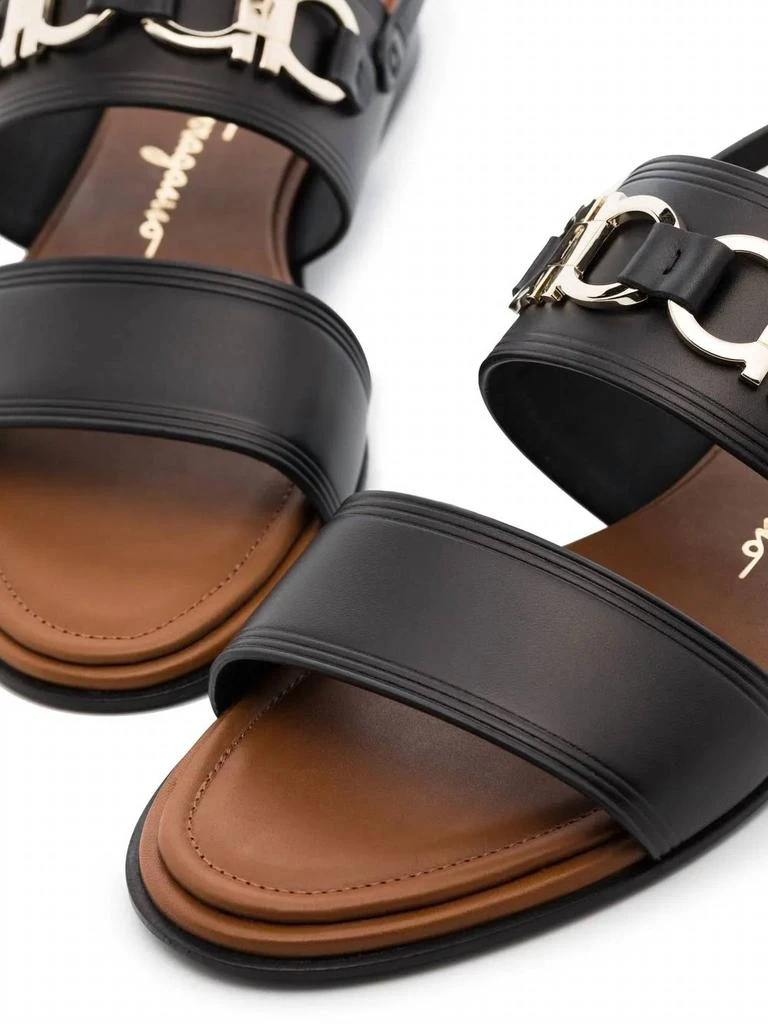 Salvatore Ferragamo Women
s Gancini-Plaque Leather Sandals In Black 3