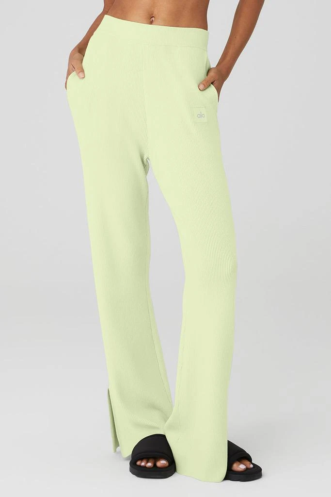 Alo Knit High-Waist Salana Wide Leg Pant - Iced Green Tea 1