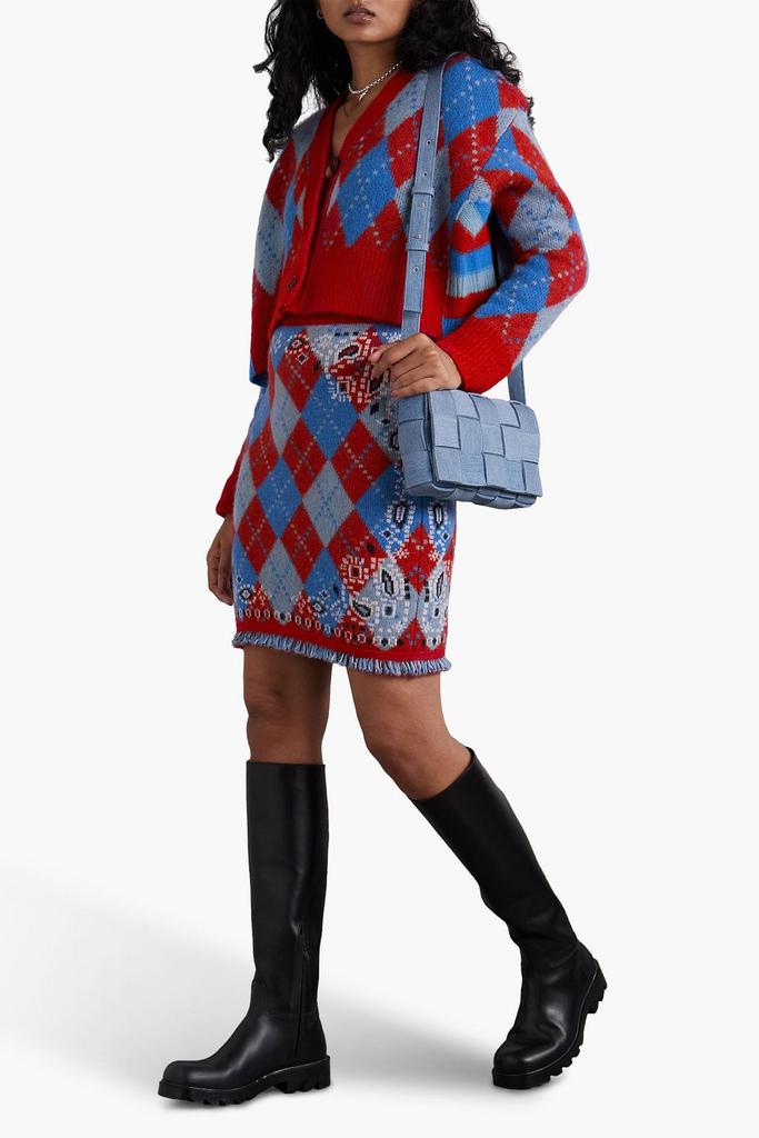 ALANUI Bandana fringed jacquard-knit mini skirt
