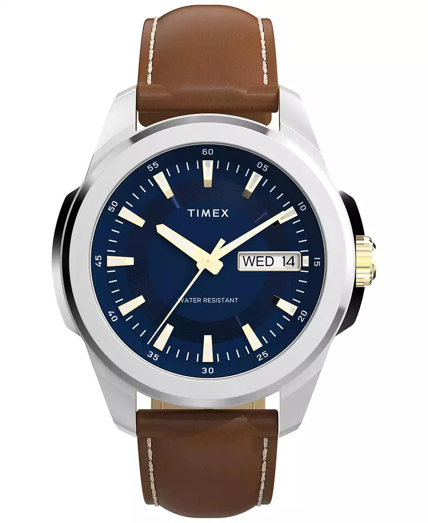 Timex Men
s Quartz Analog Brown Leather Watch, 45mm 1