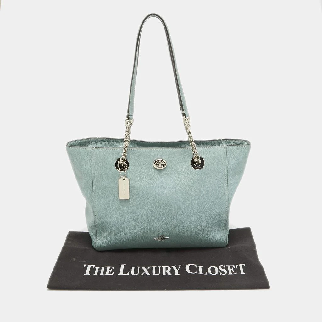 Coach Coach Light Blue Leather Turnlock Chain Tote 10