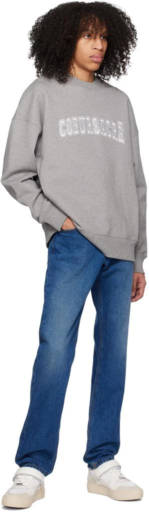 AMI Paris Gray Embroidered Sweatshirt 4