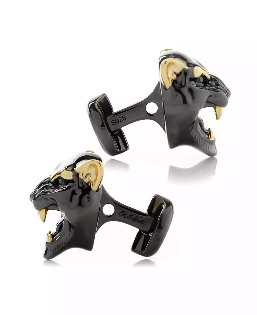 Ox and Bull Trading Co. Men's Sterling Silver Black and Gold-tone Panther Cufflinks 2