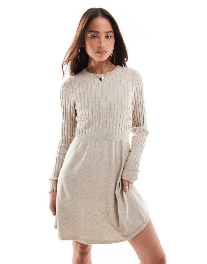 ONLY cable knitted mini skater dress in beige  On Sale Now with Up to 10%  Off | Discover Exclusive Deals & Savings at BeyondStyle  Authentic ONLY  Home|Women|Dresses with Limited-Time Discounts,