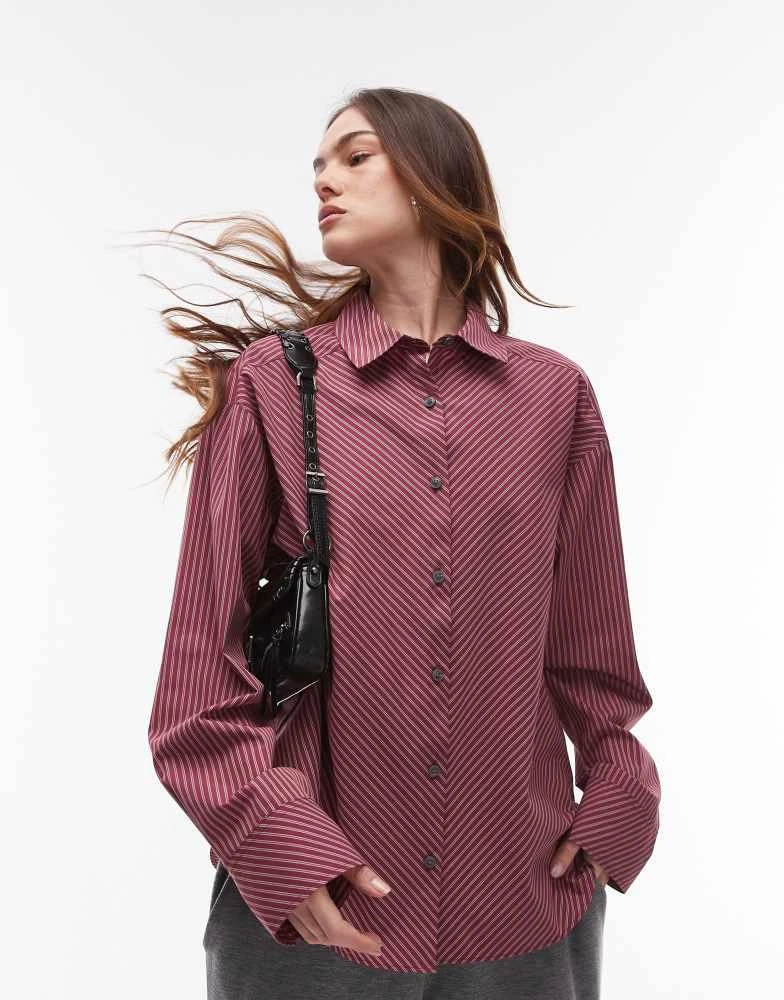 Topshop Topshop oversized shirt in red stripe 1