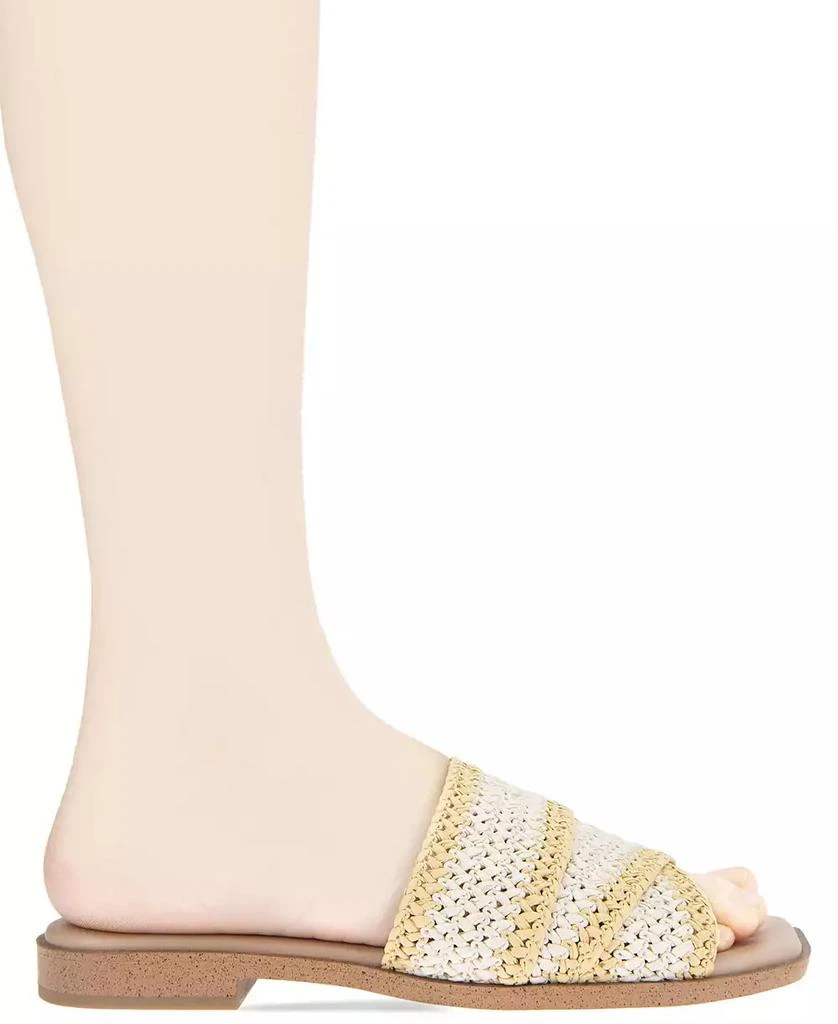 BCBG Women's Lileen Slip-On Woven Raffia Flat Sandals 6