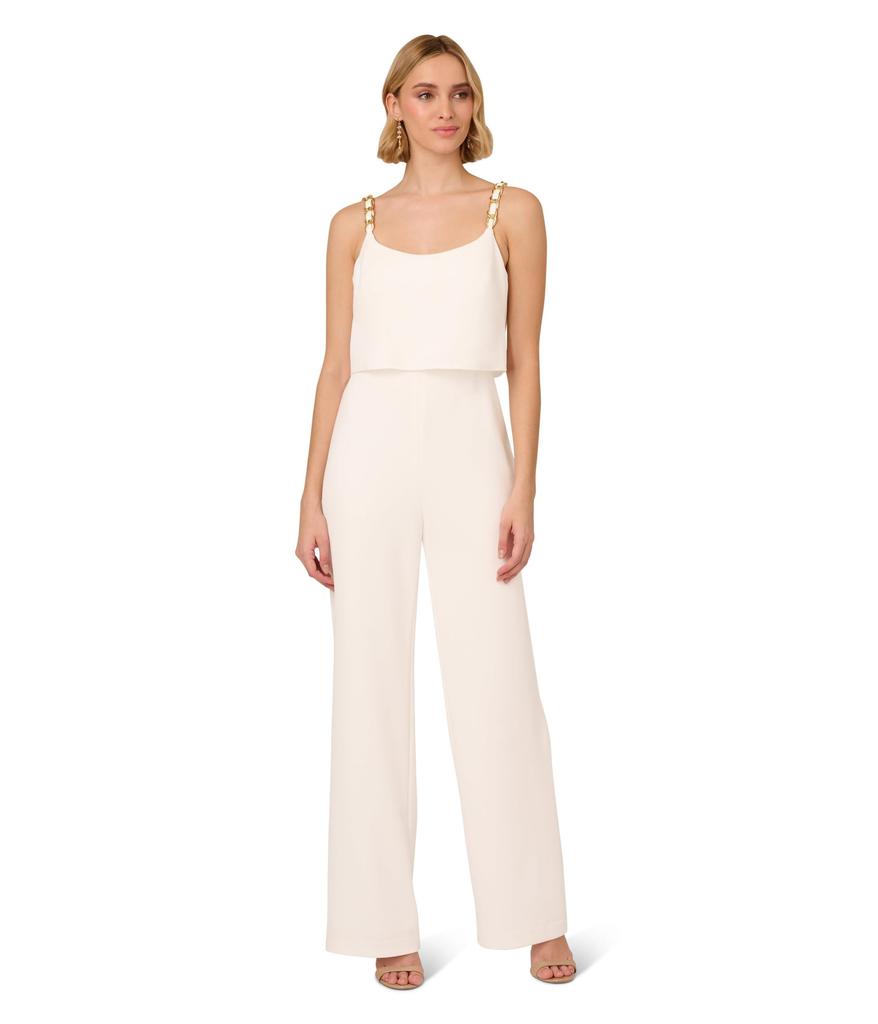 Adrianna Papell Crepe Chain Strap Jumpsuit