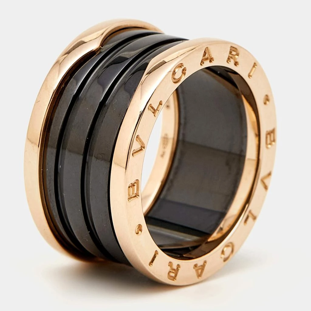 BVLGARI Bvlgari B.Zero1 Black Ceramic 18k Rose Gold 4 Band Ring Size 56 1