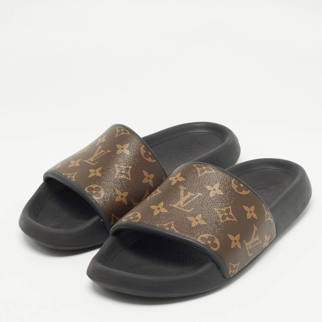 Louis Vuitton Louis Vuitton Brown Monogram Coated Canvas Waterfront Flat Slides Size 42 2