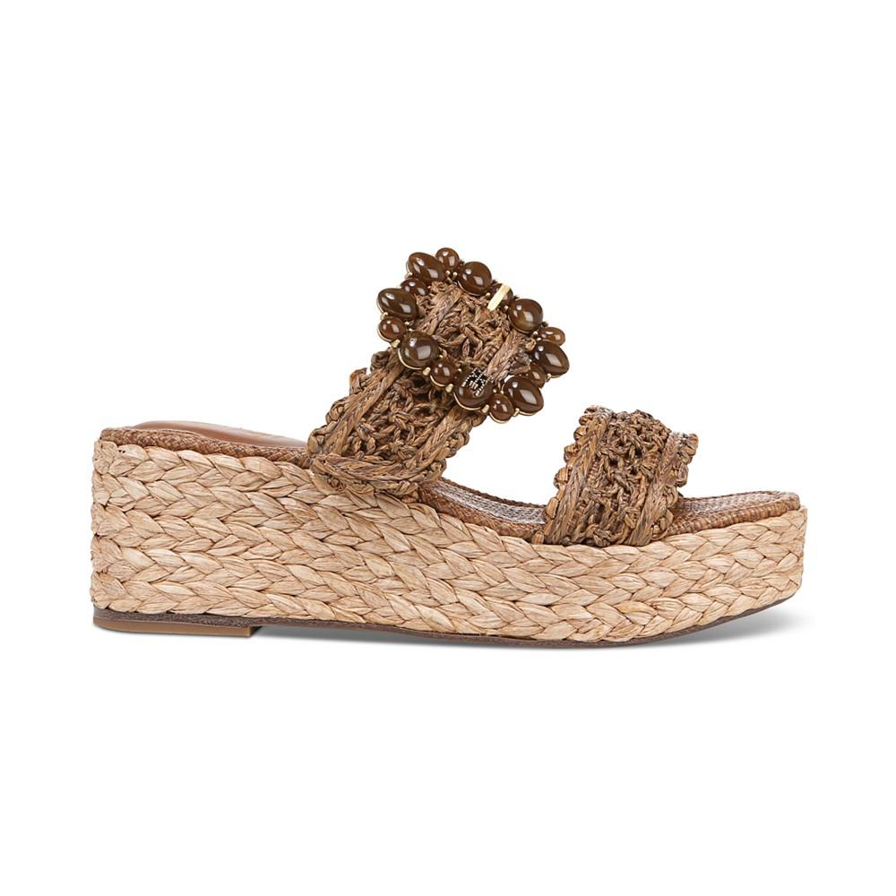 Sam Edelman Cadance Double Strap Raffia Wedge Platform Sandals