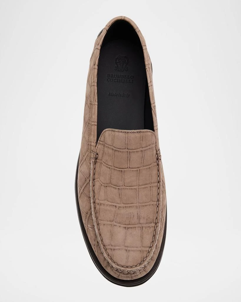 Brunello Cucinelli Croco Suede Monili Easy Loafers 5