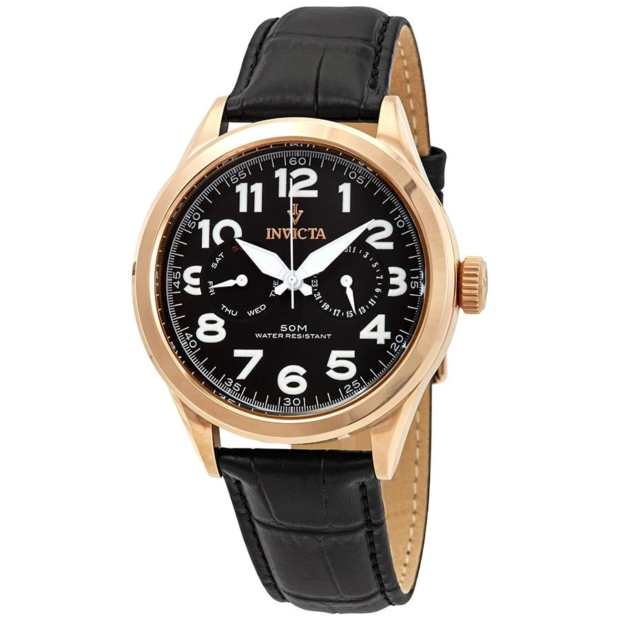 Invicta Invicta Vintage Black Dial Black Leather Men's Watch 11742