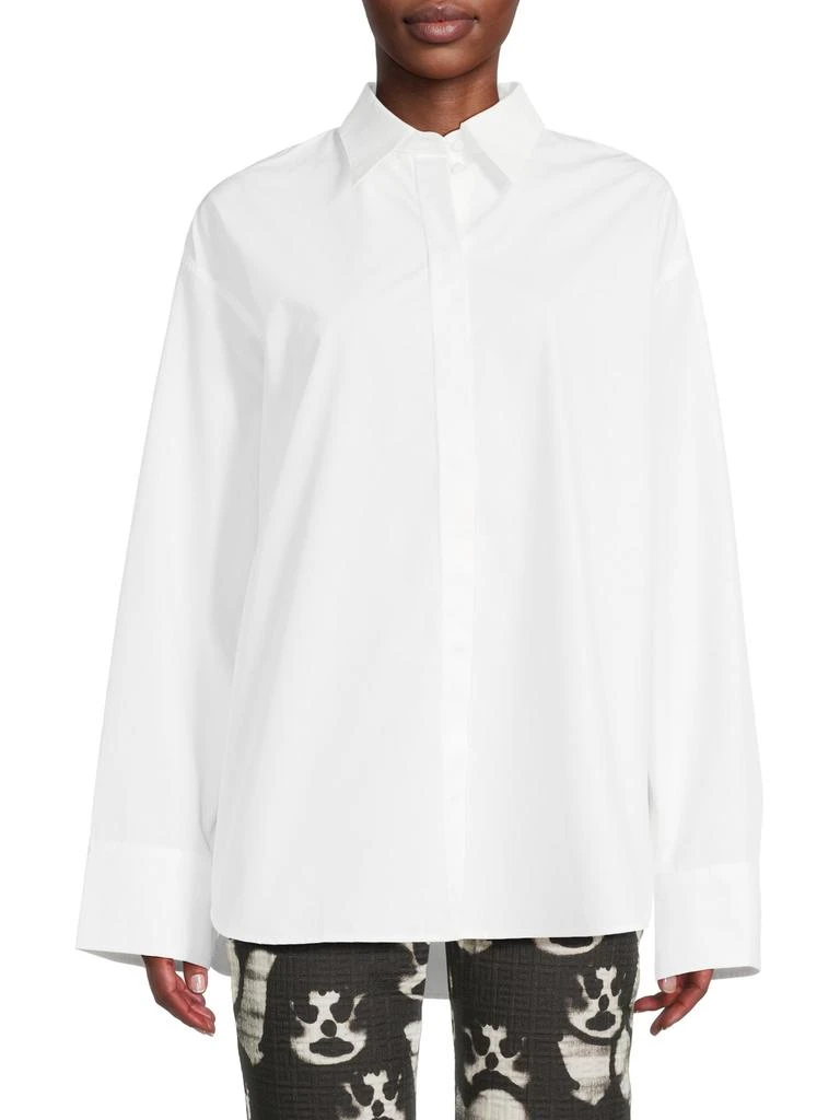 Valentino Classic Cotton Oversized Button-Front Shirt 1