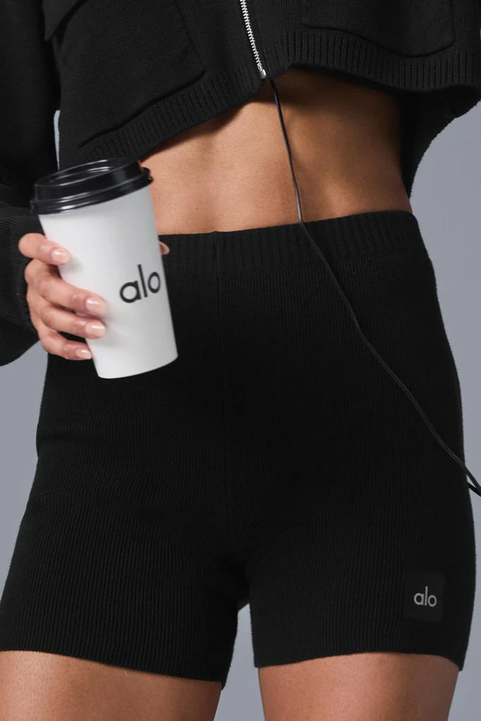 Alo Scholar Knit High-Waist Short - Black 4