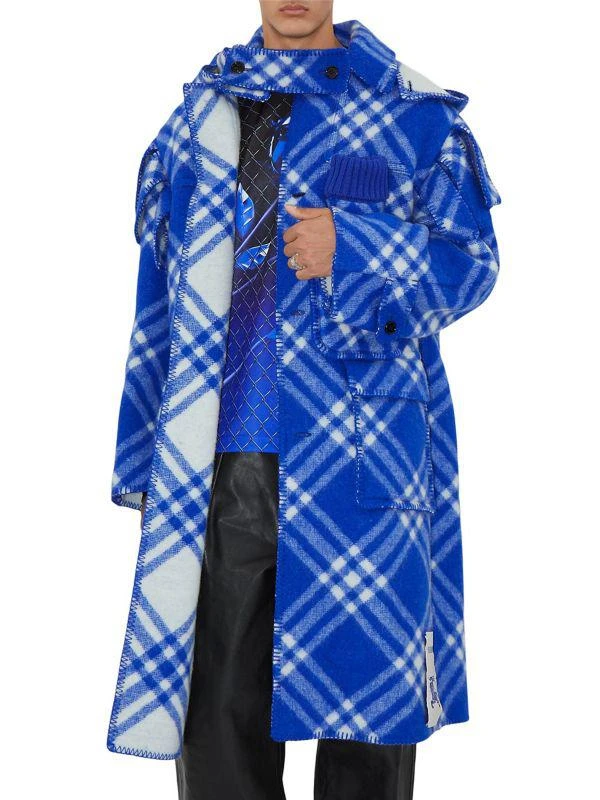 Burberry Check Hooded Wool Coat 1