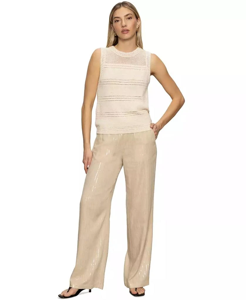 Sanctuary Women
s Coastal Sequined-Stripe Wide-Leg Pants 1