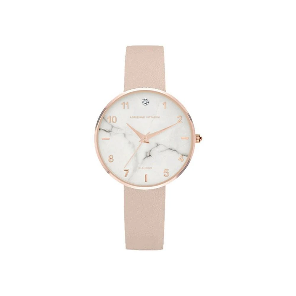 Adrienne Vittadini Women's Blush Leather Strap Watch 34mm 1