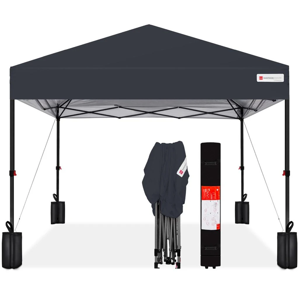 Best Choice Products 12x12ft Easy Setup Pop Up Canopy w/ 1-Button Setup, Wheeled Case, 4 Weight Bags 9