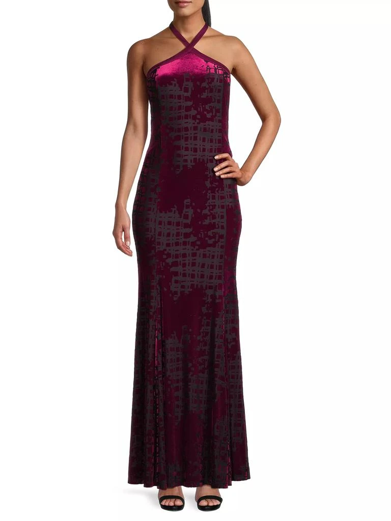 Donna Karan Social Occasion Burnout Velvet Halterneck Maxidress 2