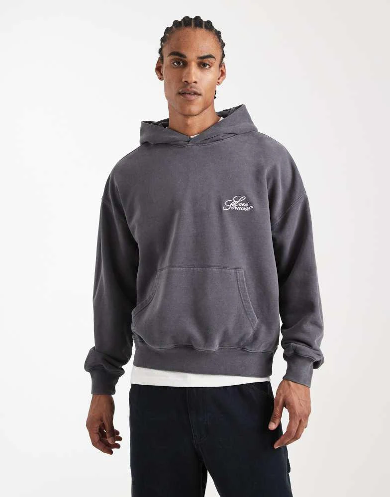 Levi
s Levi
s two horse logo boxy hoodie in dark grey